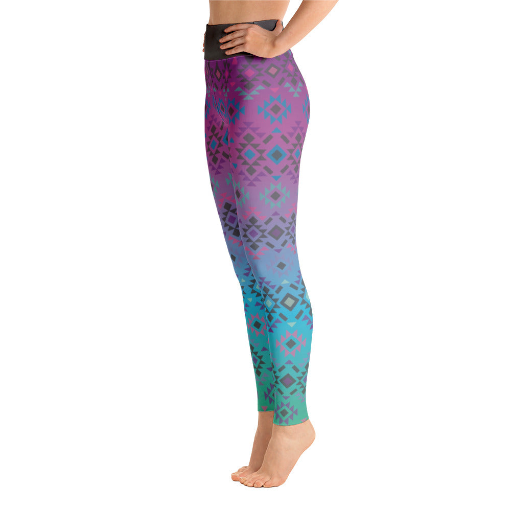 Black Crossover High Waist Aztec Print Patchwork Yoga Leggings - The  Perfect Touch SA