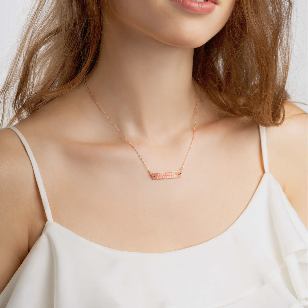 Fate Loves the Fearless Bar Chain Necklace