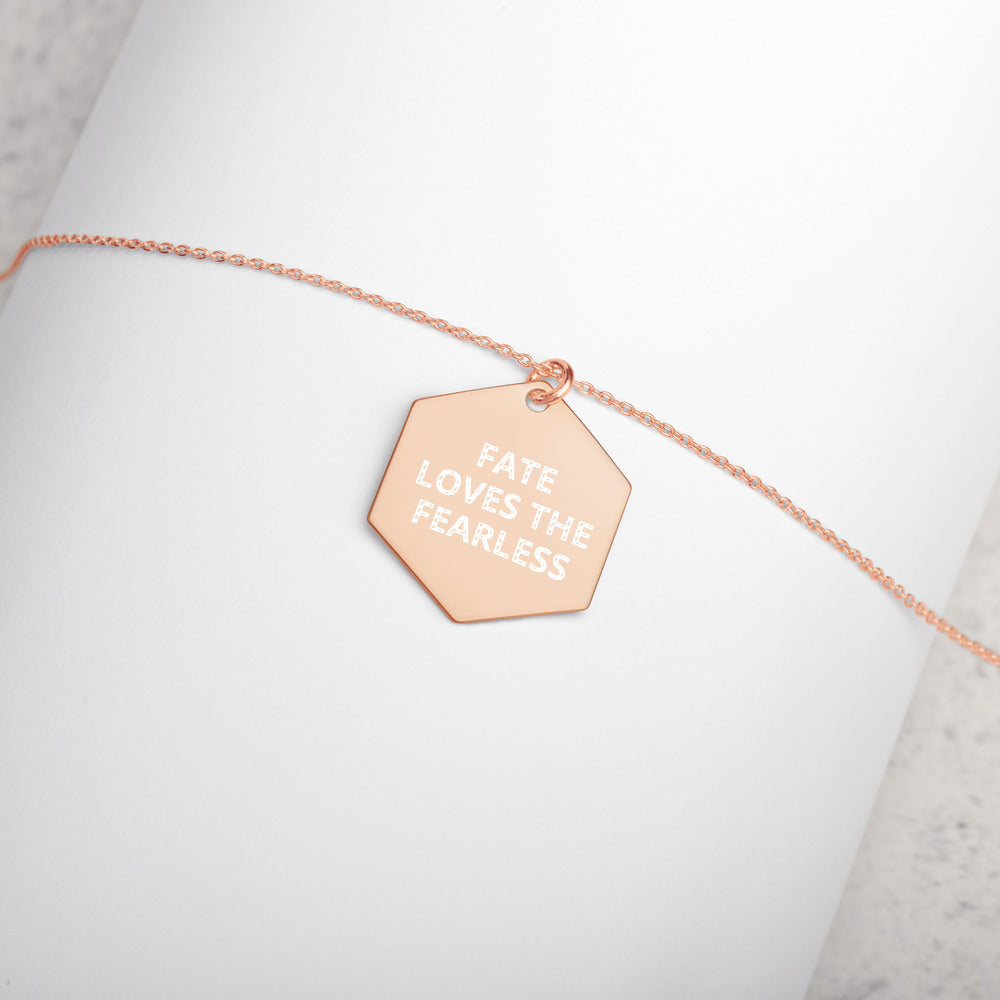 Fate Loves the Fearless Hexagon Necklace