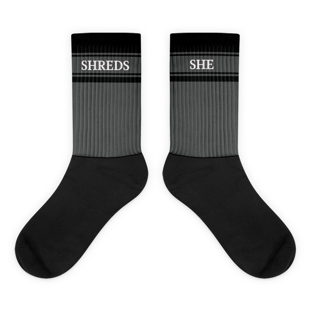 "She Shreds" Socks- Grey