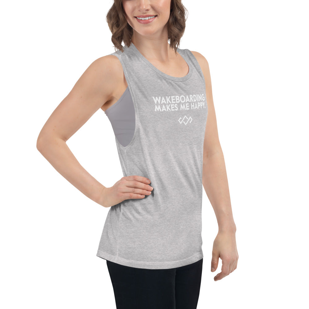 Heidi Muscle Tank - Wakeboarding Makes Me Happy