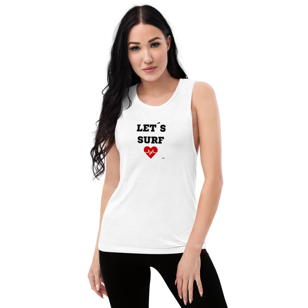 Heartbeat Ladies’ Muscle Tank - Let's Surf
